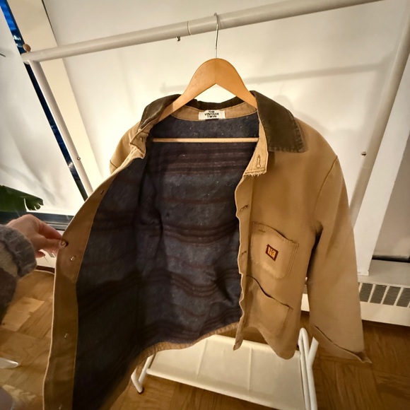 Men's Tan Canvas Jacket with Corduroy Collar - Picture 3 of 3